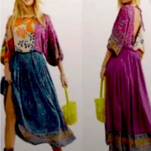 NWT ($198) GORGEOUS!! Free People What You Want Maxi Bohemian Dress Size Large